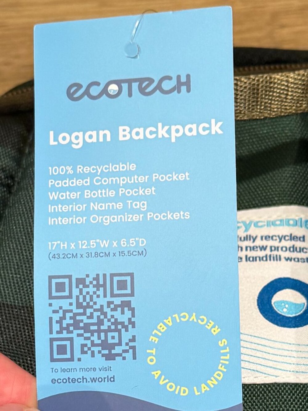 Target Ecotech Logan Camo Backpack NWT Laptop School Bag Green - Picture 9 of 9